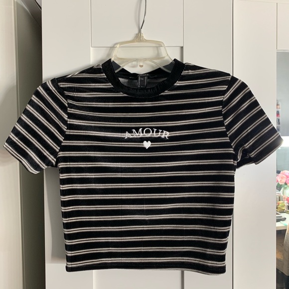 F21 | striped velvet crop top size small - Picture 6 of 9